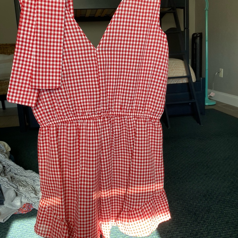 Red gingham romper